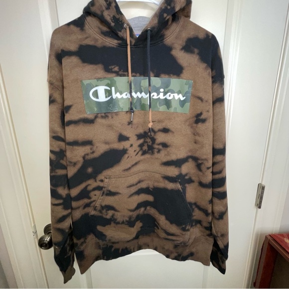 Champion Hoodie Custom Bleached Sz L - Picture 3 of 10